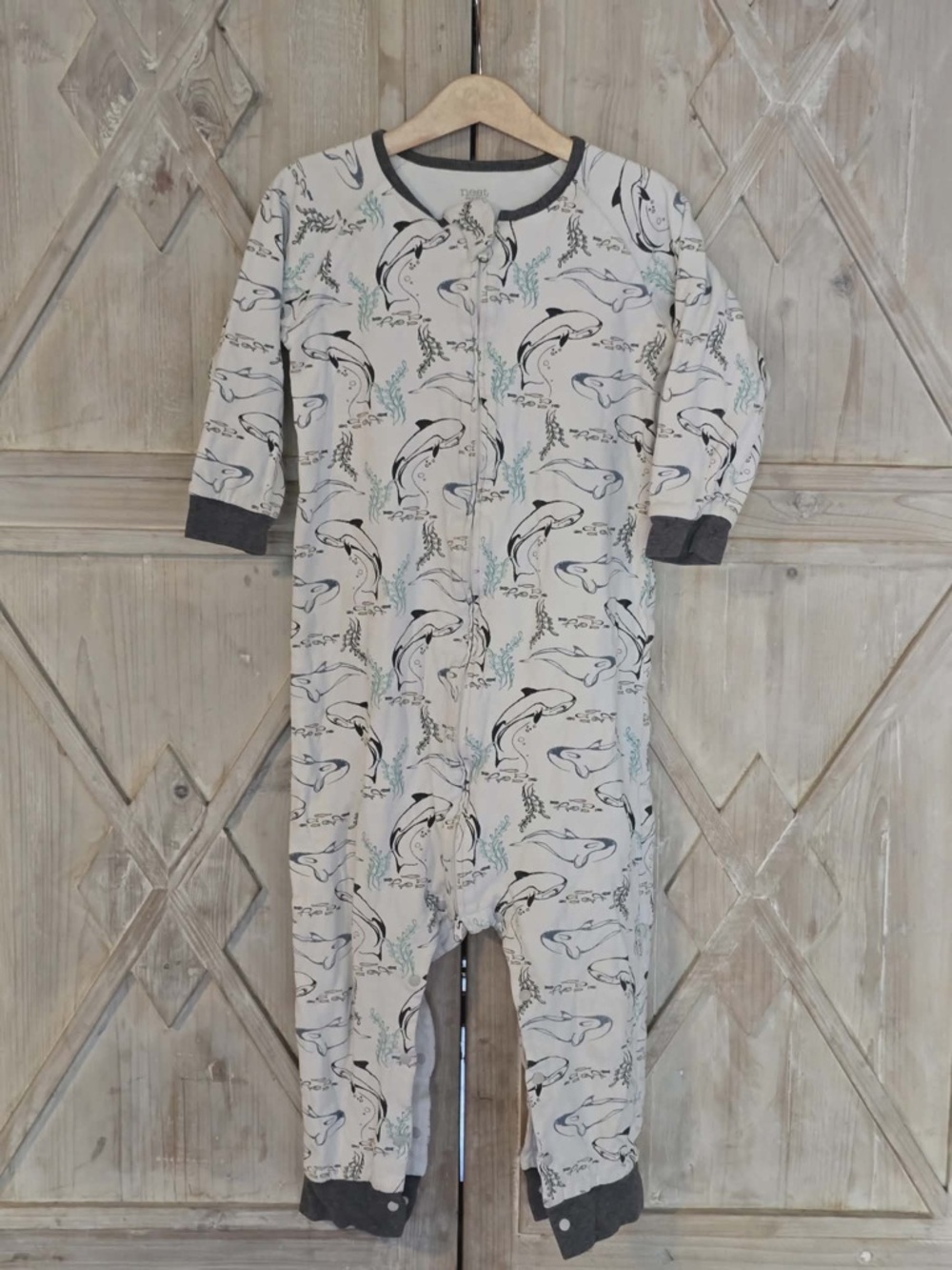 NEST Designs Cream Whale Print Pajamas with Gray Trim